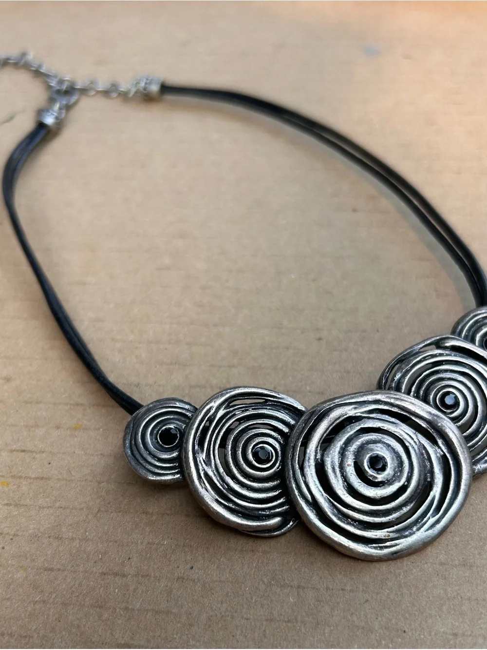 Chico's Silver-Tone Spiral Disc Necklace